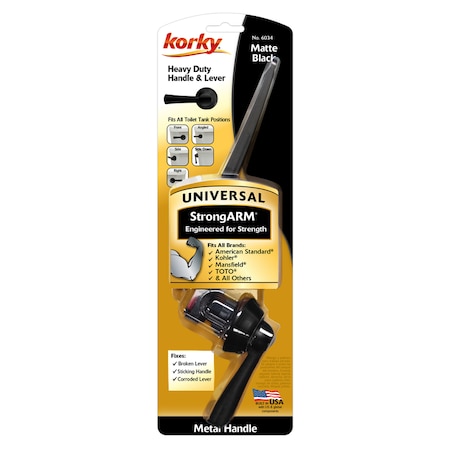 Korky Korky StrongARM Simple Style Flush Handle Black Matte Metal For Universal 6034BP